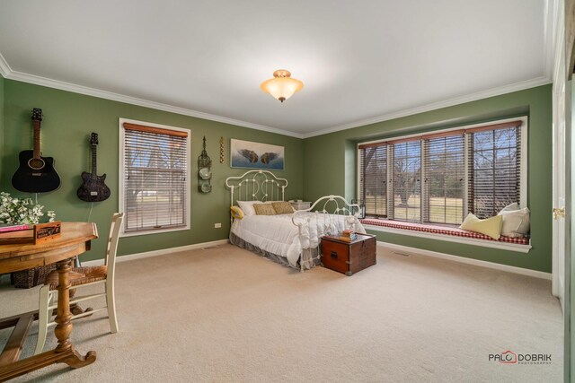 36955 N Fox Hill Dr, Wadsworth, IL 60083 - bedroom featuring ornamental molding, carpet flooring, and multiple windows