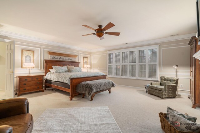 36955 N Fox Hill Dr, Wadsworth, IL 60083 - bedroom with crown molding, a decorative wall, carpet floors, and ceiling fan