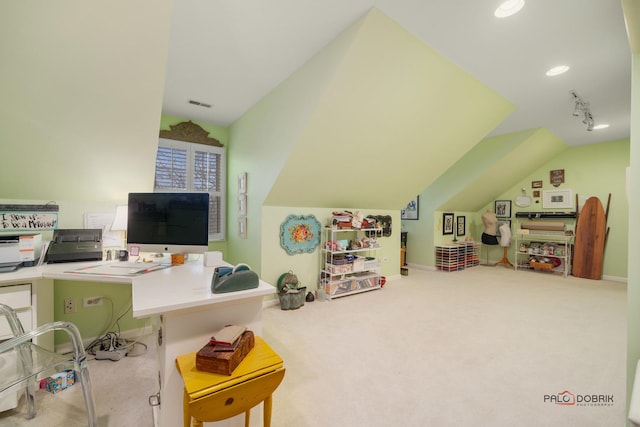 36955 N Fox Hill Dr, Wadsworth, IL 60083 - office with lofted ceiling and carpet flooring