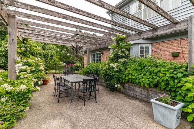 36955 N Fox Hill Dr, Wadsworth, IL 60083 - view of patio / terrace featuring a pergola and outdoor dining area