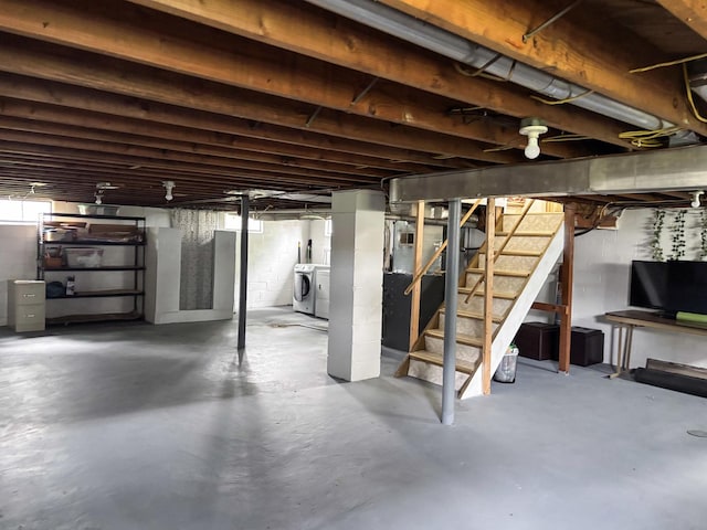 1711 17th Ave, Sterling, IL 61081 - basement with washer and dryer and stairway