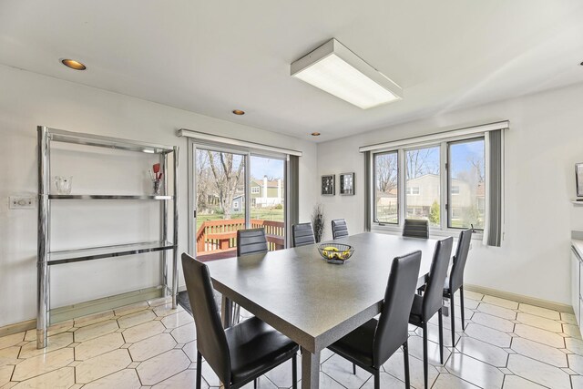 2213 Strawberry Ln, Glenview, IL 60026 - dining area featuring light floors, recessed lighting, and baseboards