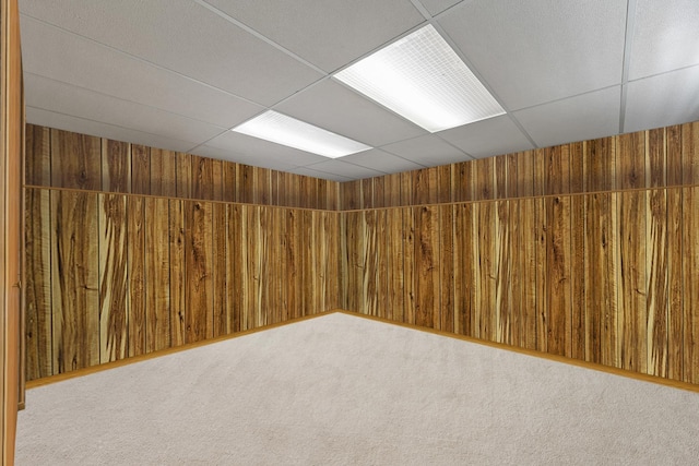 2213 Strawberry Ln, Glenview, IL 60026 - finished basement with wood walls, a drop ceiling, and carpet floors