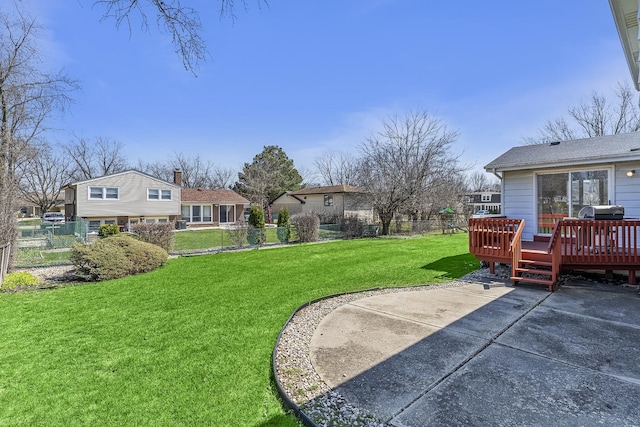 2213 Strawberry Ln, Glenview, IL 60026 - view of yard featuring a wooden deck, a patio area, and a residential view
