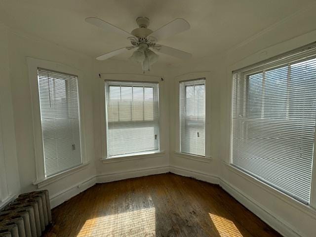 7952 S Elizabeth St, Chicago, IL 60620 - unfurnished sunroom with radiator, baseboards, and wood finished floors