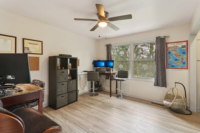 304 Fairhaven Dr, Winthrop Harbor, IL 60096 - office area featuring ceiling fan and wood finished floors
