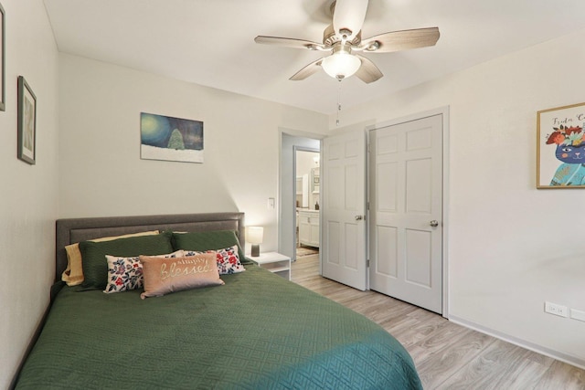 304 Fairhaven Dr, Winthrop Harbor, IL 60096 - bedroom with light wood-type flooring and a ceiling fan