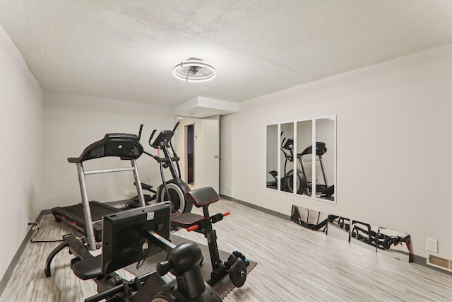 304 Fairhaven Dr, Winthrop Harbor, IL 60096 - exercise area featuring wood finished floors and a textured ceiling