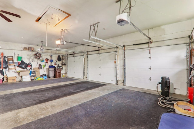 304 Fairhaven Dr, Winthrop Harbor, IL 60096 - garage featuring a garage door opener and ceiling fan