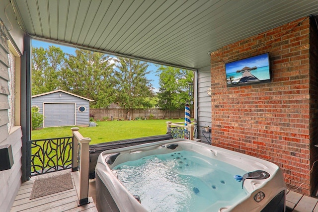 304 Fairhaven Dr, Winthrop Harbor, IL 60096 - view of patio / terrace featuring a hot tub and an outdoor structure