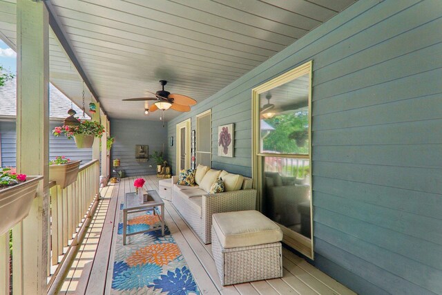 304 Fairhaven Dr, Winthrop Harbor, IL 60096 - deck featuring an outdoor hangout area and ceiling fan