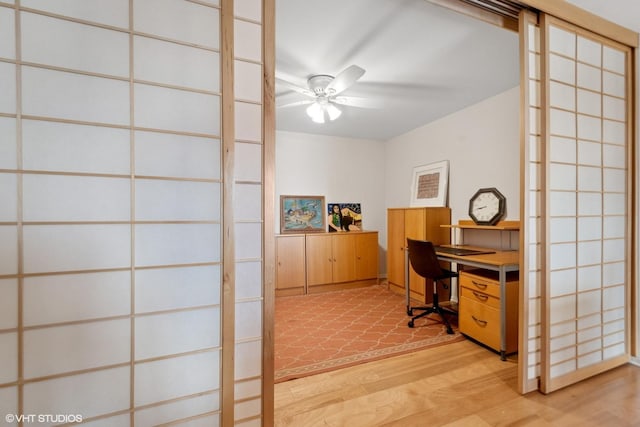 4747 Howard St Unit 205, Skokie, IL 60076 - office area featuring light wood-style flooring and a ceiling fan