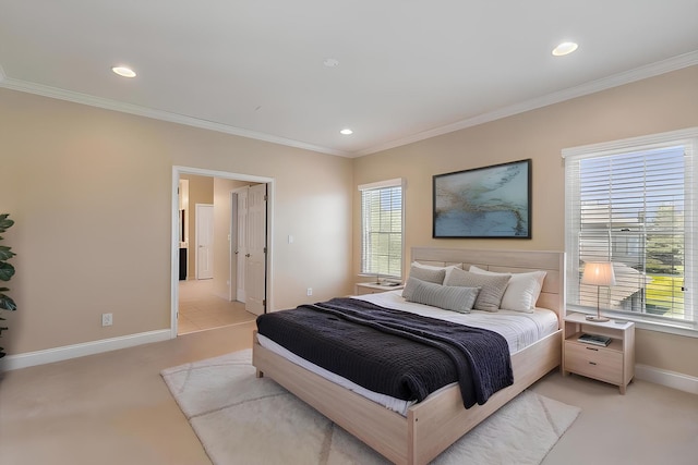 4 Tournament Dr S, Hawthorn Woods, IL 60047 - bedroom with multiple windows, ornamental molding, light carpet, recessed lighting, and baseboards
