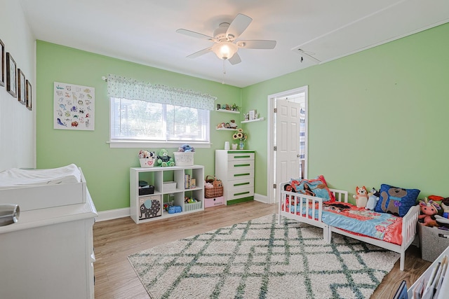 6124 Chase Ave, Downers Grove, IL 60516 - bedroom featuring attic access, wood finished floors, and ceiling fan