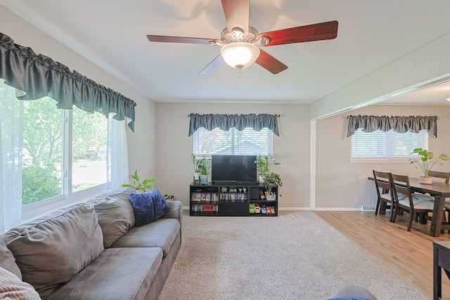 6124 Chase Ave, Downers Grove, IL 60516 - living area with plenty of natural light, ceiling fan, and wood finished floors