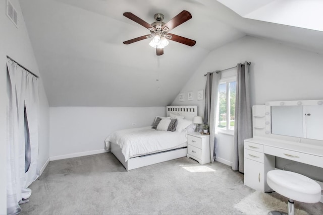 614 Beach Ave, La Grange Park, IL 60526 - bedroom with vaulted ceiling, light carpet, and ceiling fan