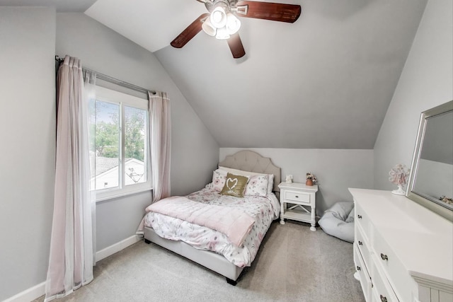 614 Beach Ave, La Grange Park, IL 60526 - bedroom featuring lofted ceiling, light colored carpet, and ceiling fan