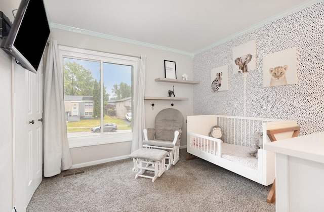 352 Falcon Ridge Way, Bolingbrook, IL 60440 - carpeted bedroom with ornamental molding and baseboards
