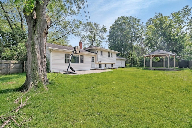 308 Tamarack Ave, Naperville, IL 60540 - back of house with a gazebo, a chimney, and a patio