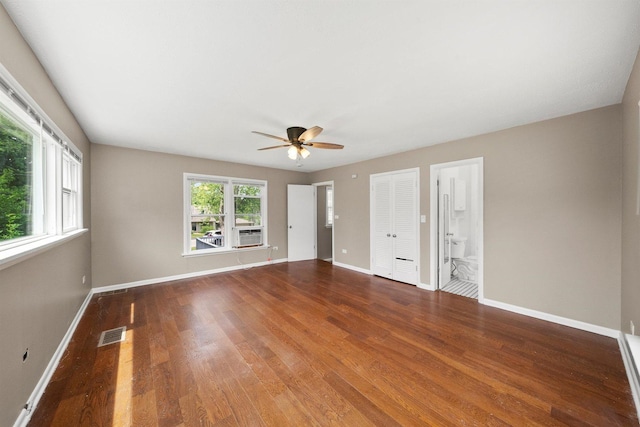 23951 N Lakeside Dr, Lake Zurich, IL 60047 - empty room featuring ceiling fan, wood finished floors, and cooling unit
