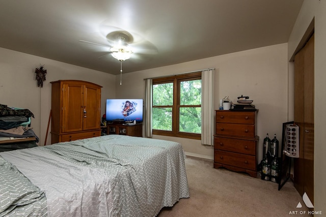 1710 Chestnut Hill Rd, Plainfield, IL 60586 - bedroom with light carpet, baseboards, and ceiling fan