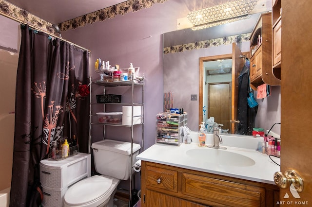 1710 Chestnut Hill Rd, Plainfield, IL 60586 - bathroom featuring vanity, toilet, and shower / bathtub combination with curtain