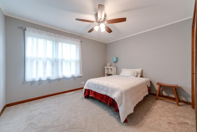 325 Pearl St, Cary, IL 60013 - carpeted bedroom with baseboards, crown molding, and ceiling fan