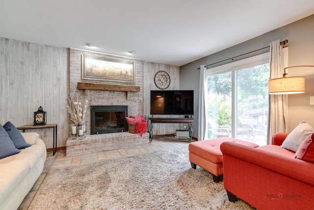 325 Pearl St, Cary, IL 60013 - living room featuring a brick fireplace