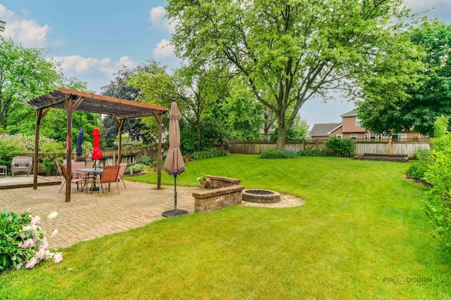 325 Pearl St, Cary, IL 60013 - view of yard with a fire pit, a pergola, and a patio area