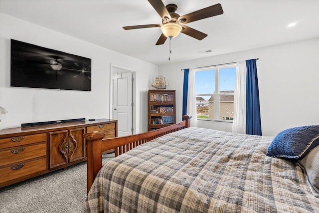6904 Spruce Ct, Wonder Lake, IL 60097 - bedroom with light carpet and a ceiling fan