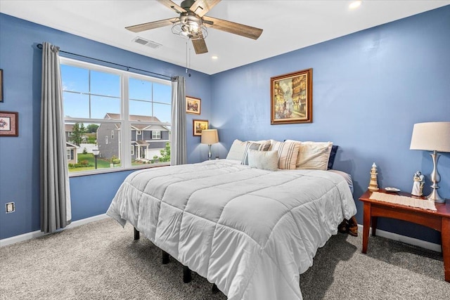 6904 Spruce Ct, Wonder Lake, IL 60097 - carpeted bedroom featuring baseboards, ceiling fan, and recessed lighting