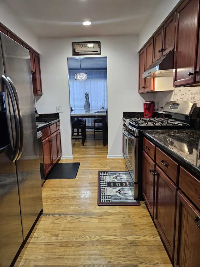 441 Commanche Trl, Wheeling, IL 60090 - kitchen with appliances with stainless steel finishes, under cabinet range hood, light wood finished floors, recessed lighting, and baseboards