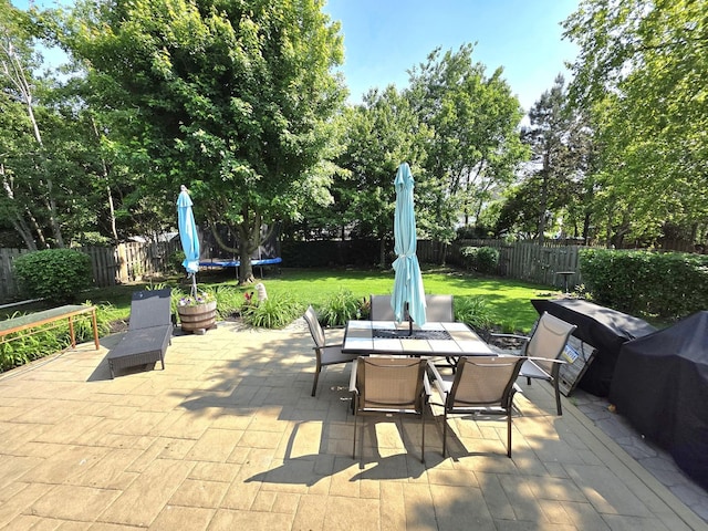 3331 Banford Cir, Lake In The Hills, IL 60156 - view of patio / terrace with a trampoline and outdoor dining area
