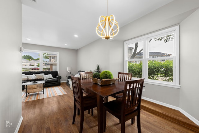 401 Monet Cir, Bolingbrook, IL 60440 - dining room featuring dark wood-style flooring, baseboards, a chandelier, and recessed lighting