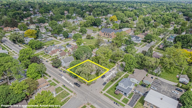 552 Walnut Ave, Elgin, IL 60123 - aerial view of residential area with property parcel outlined