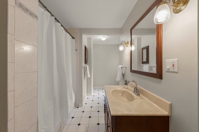 27W268 Hoy Ave, Warrenville, IL 60555 - bathroom with vanity and a shower with shower curtain