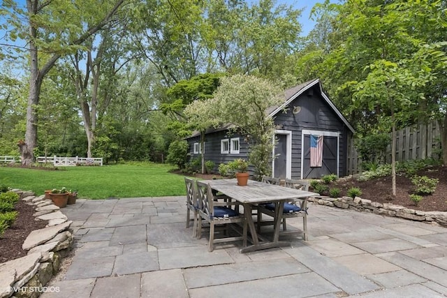 3622 Fairview Ave, Downers Grove, IL 60515 - view of patio / terrace featuring outdoor dining space and an outbuilding