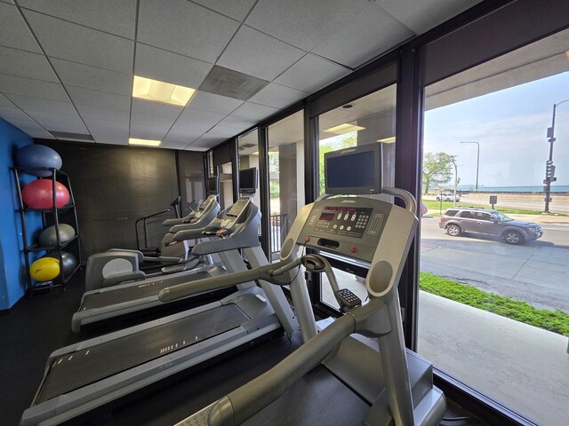 6700 S S Shore Dr Unit 18K, Chicago, IL 60649 - gym with floor to ceiling windows