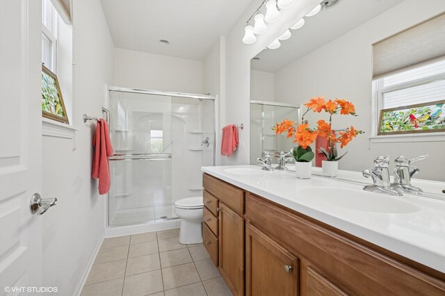 3332 Sheridan Ln, Mundelein, IL 60060 - full bath with tile patterned flooring, double vanity, and a shower stall