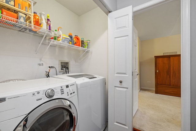 3502 Lake Side Cir, Joliet, IL 60431 - washroom with washing machine and clothes dryer, light colored carpet, and baseboards