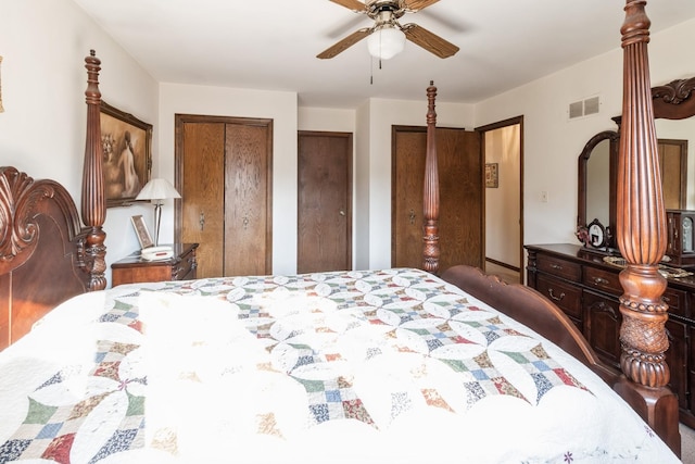 1243 W Byron Ave, Addison, IL 60101 - bedroom featuring two closets and a ceiling fan