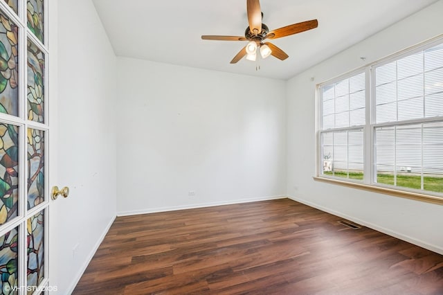 955 S Roxbury Ct, Round Lake, IL 60073 - empty room with wood finished floors and ceiling fan