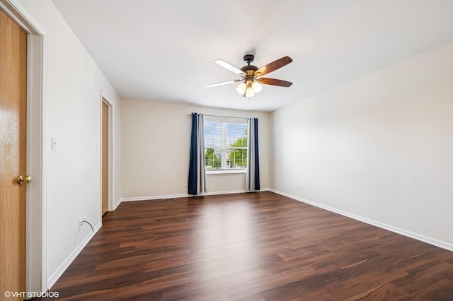955 S Roxbury Ct, Round Lake, IL 60073 - unfurnished room with dark wood-style flooring and ceiling fan