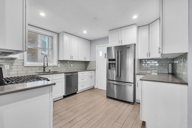6210 N Francisco Ave, Chicago, IL 60659 - kitchen with appliances with stainless steel finishes, a sink, white cabinets, backsplash, and recessed lighting