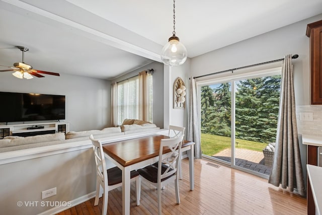 4370 Whitehall Ln, Algonquin, IL 60102 - dining area featuring light wood-style flooring and ceiling fan