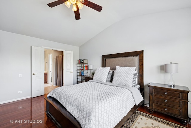 4370 Whitehall Ln, Algonquin, IL 60102 - bedroom with vaulted ceiling, wood-type flooring, and ceiling fan