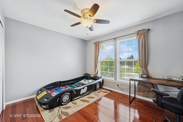 4370 Whitehall Ln, Algonquin, IL 60102 - bedroom featuring wood finished floors, a desk, and a ceiling fan