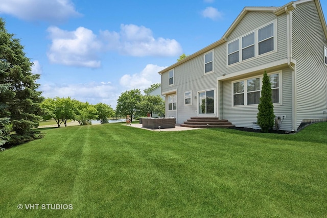 4370 Whitehall Ln, Algonquin, IL 60102 - rear view of property featuring an outdoor hangout area, entry steps, and a yard
