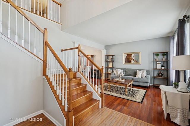 4370 Whitehall Ln, Algonquin, IL 60102 - stairs featuring hardwood / wood-style floors and baseboards