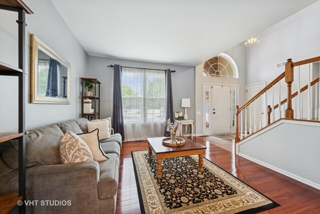 4370 Whitehall Ln, Algonquin, IL 60102 - living area with wood finished floors and stairway